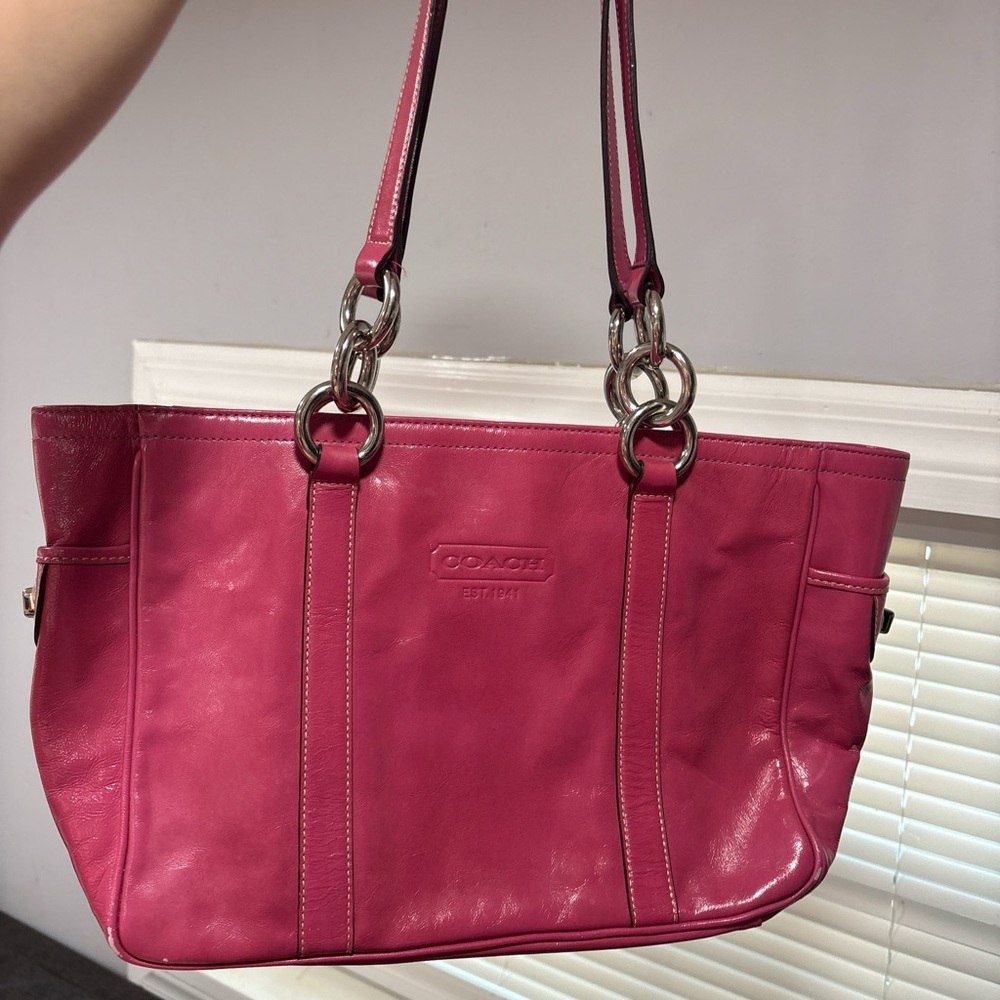 Coach Hot Pink Leather Shoulder Bag